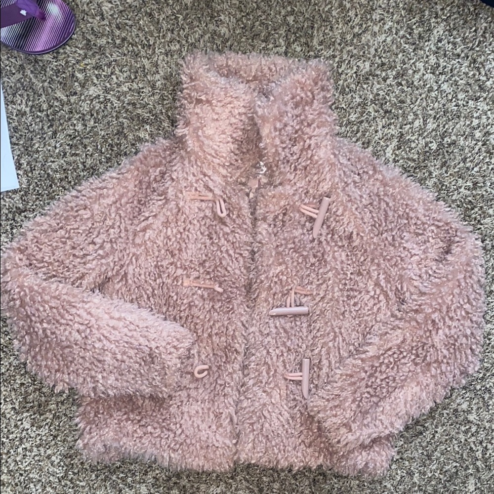 LC Lauren Conrad Fuzzy Pink Puffer Jacket